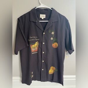 NWOT Lucky Brand Black Embroidered Casual Shirt